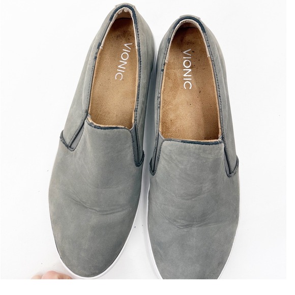 Vionic splendid Slip On Sneakers Womens 9.5 Grey Nubuck Leather Flats - Picture 6 of 11